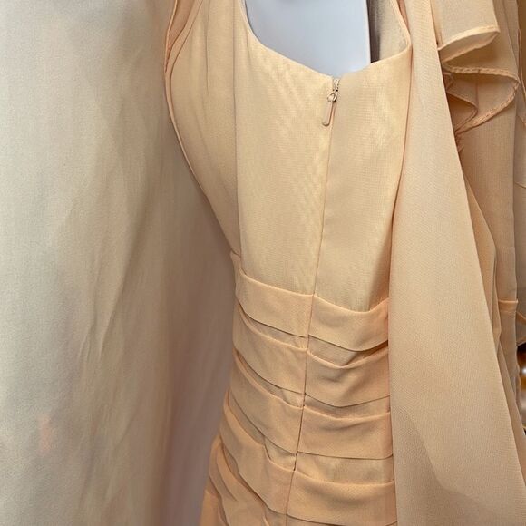 JJ’s House  pearl pink caplet sheath knee length chiffon pleated skirt - Picture 8 of 16